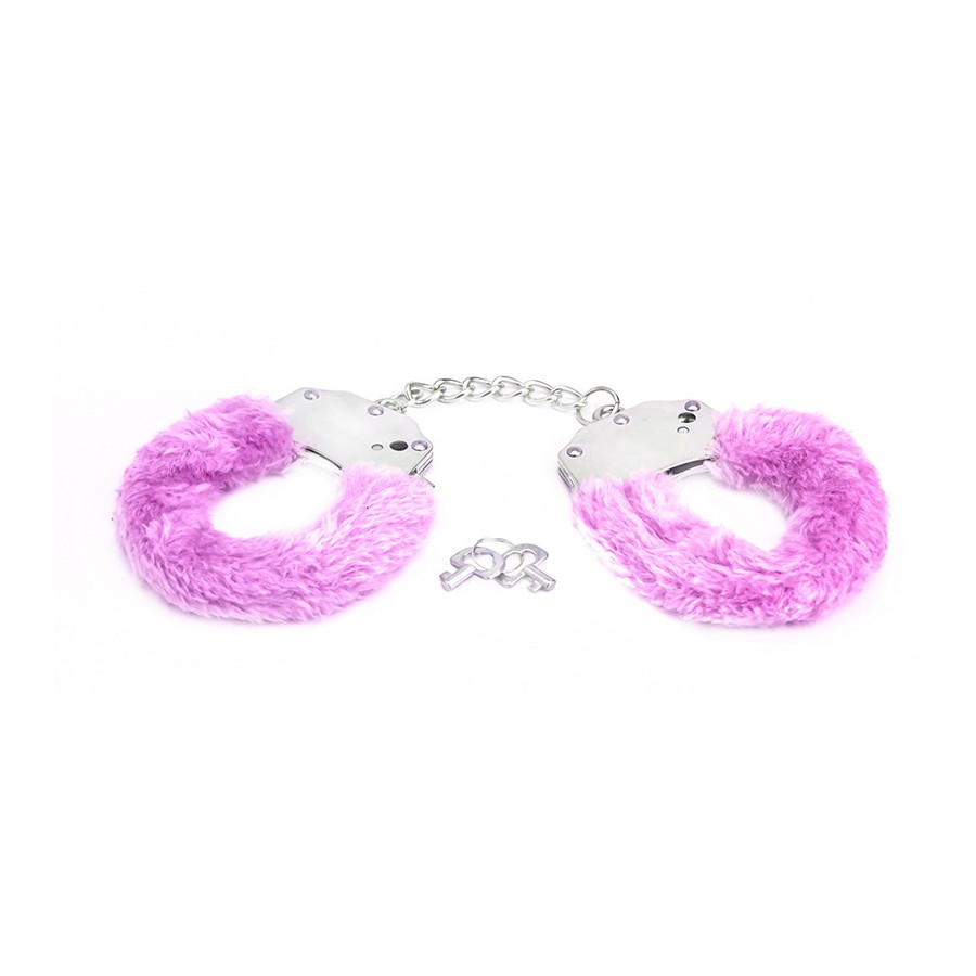 Метални лисици со розево крзно Pink Furry Cuffs